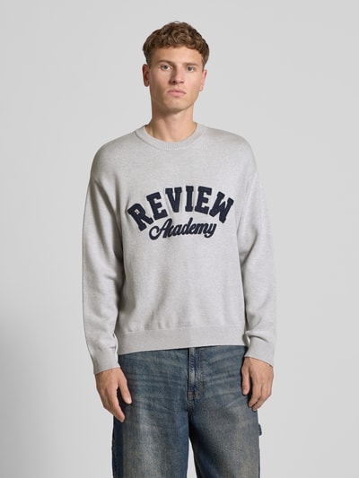 REVIEW Strickpullover mit gerippten Abschlüssen Hellgrau Melange 4