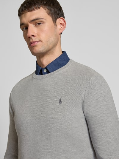 Polo Ralph Lauren Strickpullover mit Logo-Stitching Hellgrau 3