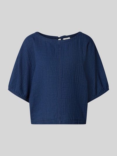 Produktfoto, Relaxed Fit Kurzarmbluse aus reiner Baumwolle von s.Oliver RED LABEL in Dunkelblau, strukturierte Oberfläche, gerade Form
