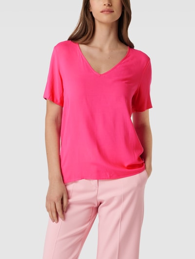 Vila T-Shirt mit V-Ausschnitt Modell 'PAYA' Pink 4