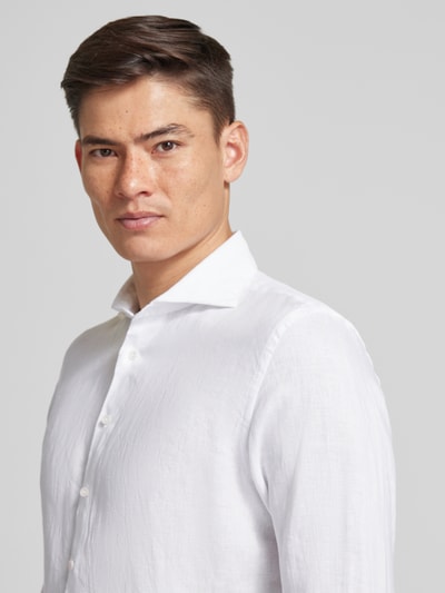 Profuomo Koszula lniana o kroju slim fit z kołnierzykiem typu cutaway Biały 3