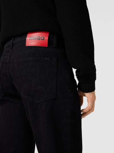 HUGO Jeans met labeldetails, model 'HUGO' Zwart - 3