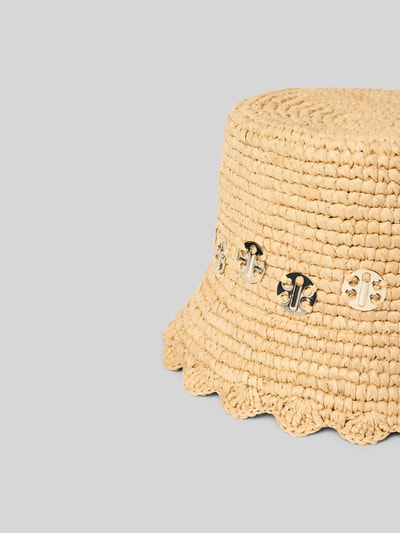 Rabanne Strohhut mit Label-Details Beige 2