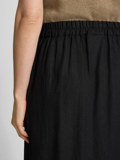 FREE/QUENT Spódnica lniana z wpuszczanymi kieszeniami model ‘Lava’ Czarny 3