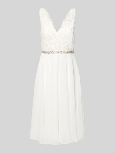 Mascara Brautkleid mit floraler Spitze und Ziersteinen Ecru 2