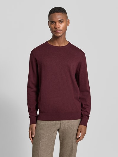 bugatti Strickpullover mit gerippten Abschlüssen Bordeaux 4