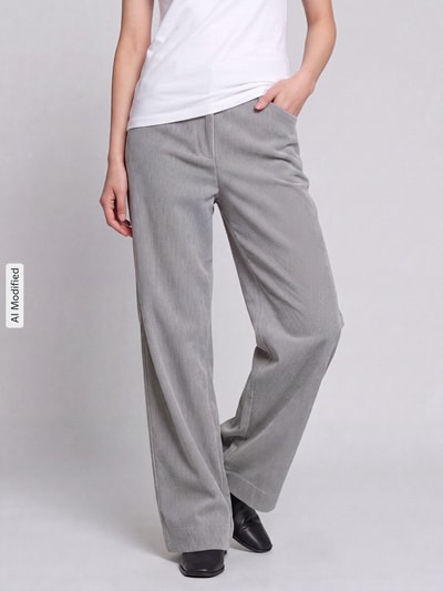 MAC Wide Leg Cordhose mit Gürtelschlaufen Modell 'Palazzo' Hellgrau 4