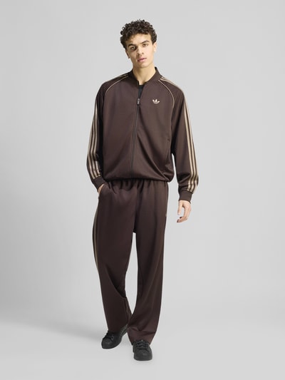 adidas Originals Relaxed Fit Sweatjacke mit Zweiwege-Reißverschluss Dunkelbraun 1