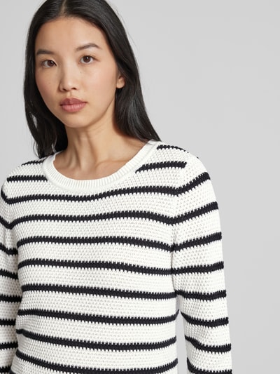 Vila Gebreide pullover met streepmotief, model 'DALO' Zwart - 3