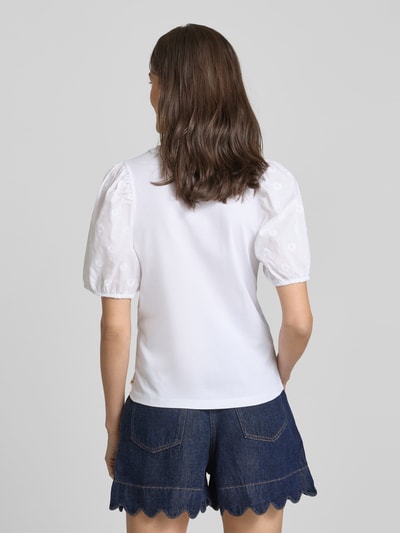 Tom Tailor Denim Regular Fit T-Shirt mit Puffärmeln Weiss 5