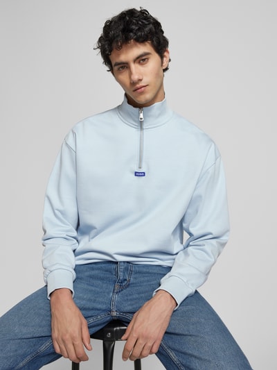 Hugo Blue Sweatshirt mit Troyer-Kragen Hellblau 3