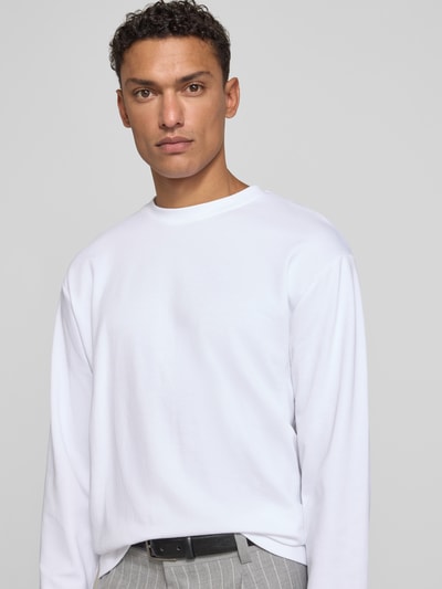 SELECTED HOMME Loose Fit Langarmshirt aus Baumwoll-Mix Modell 'LOOSEOSCAR' Weiss 3