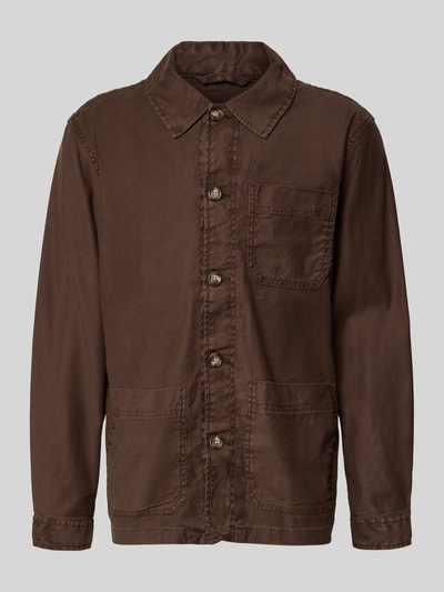 Produktfoto, Regular Fit Hemdjacke aus Leinen-Mix von Gant in Braun mit Umlegekragen, Knopfleiste, Aufgesetzte Taschen, Rückenlänge 76 cm.