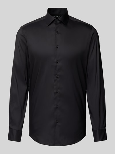 Eterna Slim fit zakelijk overhemd met kentkraag Zwart - 2