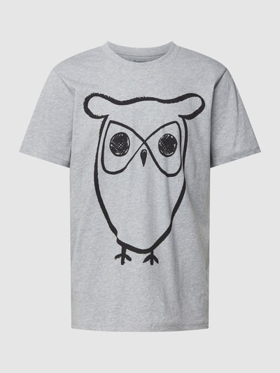 Knowledge Cotton Apparel T-shirt met motiefprint Lichtgrijs gemêleerd - 2