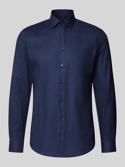 Jake*s Slim Fit Businesshemd aus reiner Baumwolle Marine 1