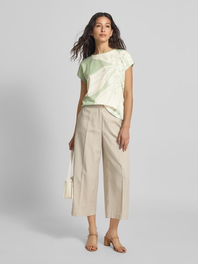 OPUS T-Shirt mit geripptem Rundhalsausschnitt Modell 'Samelie' Hellgruen Melange 1