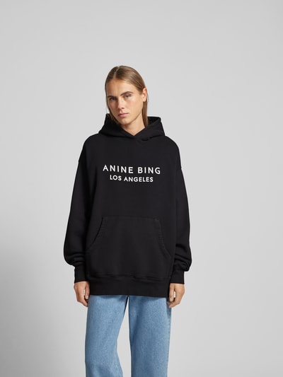 Anine Bing Oversized Hoodie mit Label-Print Black 4