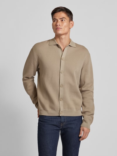 JAKE*S STUDIO MEN Cardigan mit Umlegekragen Khaki 4