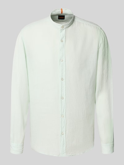 BOSS Orange Koszula lniana o kroju regular fit ze stójką model ‘Race’ Limonkowy 2