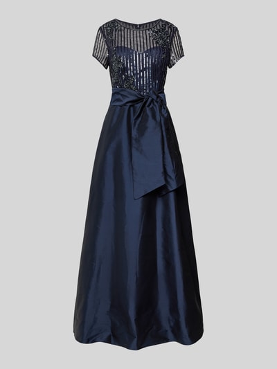 Vera Mont Abendkleid mit Streifenmuster Dunkelblau 2