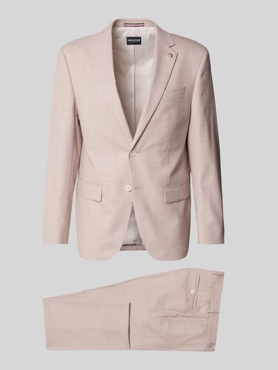 Produktfoto, Anzug mit Pattentaschen und Reverskragen von HECHTER PARIS in Beige, Schurwolle-Mix mit Stretch-Anteil, Gerader-Schnitt.