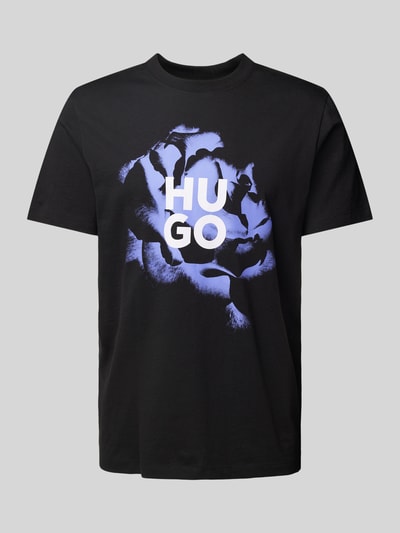 HUGO T-Shirt mit Label-Print Modell 'Dignitey' Black 2