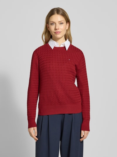 Tommy Hilfiger Regular fit gebreide pullover van zuiver katoen Rood - 4