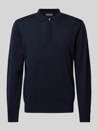 MAERZ Muenchen Gebreide pullover van zuivere scheerwol met polokraag Marineblauw - 2