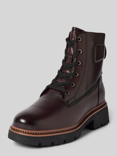 Tamaris Leren boots met treklus Donkerrood - 1