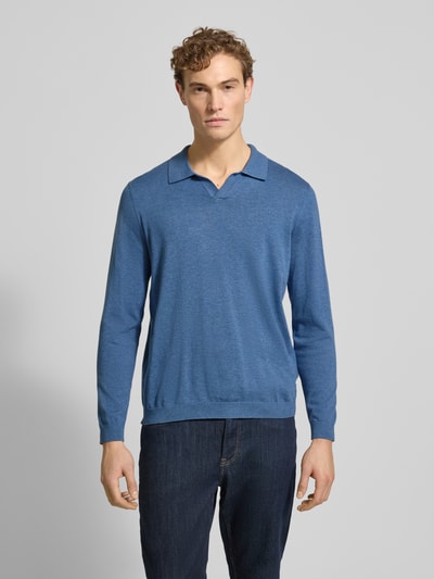 Christian Berg Men Gebreide pullover met polokraag Jeansblauw gemêleerd - 4