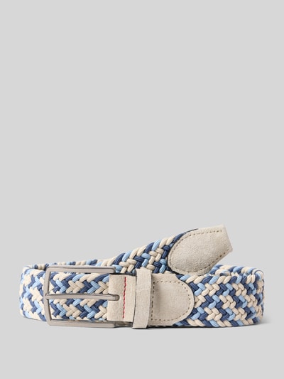Produktfoto, 'Gürtel in Flecht-Optik mit Dornschließe' von Pierre Cardin aus beschichtetem Leder, blau-beige, Szerokość w rozmiarze 90: 3 cm