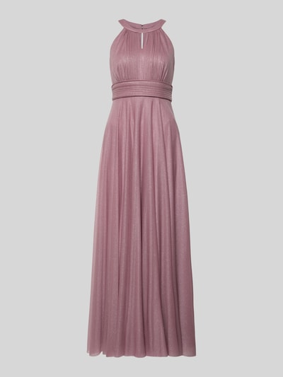 Produktfoto, Regular Fit Abendkleid aus Glitzer-Mesh von Jake*s Cocktail, błyszcząca siateczka, krój regular fit, wycięcie w kształcie łezki, taliowany, plisy, wszyty zamek błyskawiczny, długość tyłu w rozmiarze 36: 152 cm, szerokość w rozmiarze 36: 37 cm