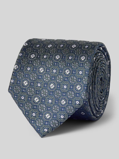 Produktfoto, Krawatte aus reiner Seide von Prince Bowtie in Dunkelblau mit Strukturmuster und Teilungsnähten, klassische Passform, Breite 7 cm