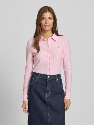 Tommy Hilfiger Shaped fit overhemdblouse van katoenmix Rosé - 4
