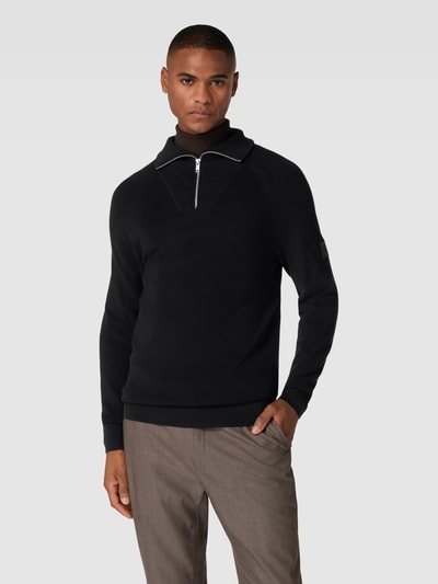 Matinique Gebreide pullover met schipperskraag, model 'Ablimey' Zwart - 4