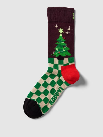 Happy Socks Socken mit Allover-Muster Modell 'Christmas Tree' Bordeaux 1