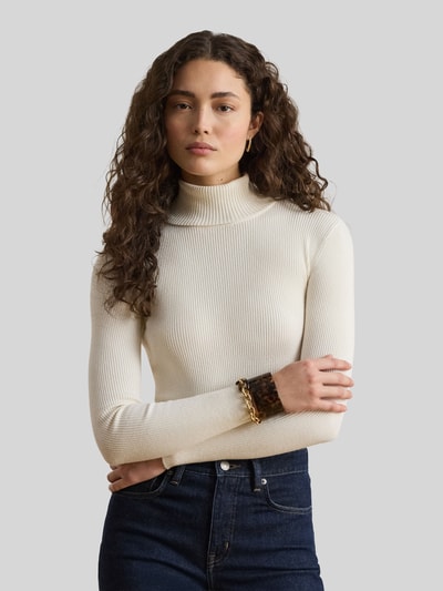Lauren Ralph Lauren Slim fit coltrui van mix van katoen en modal Ecru - 4