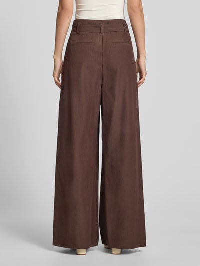 comma Wide Leg Anzughose aus Viskose-Mix mit Leinen-Anteil Mittelbraun 5