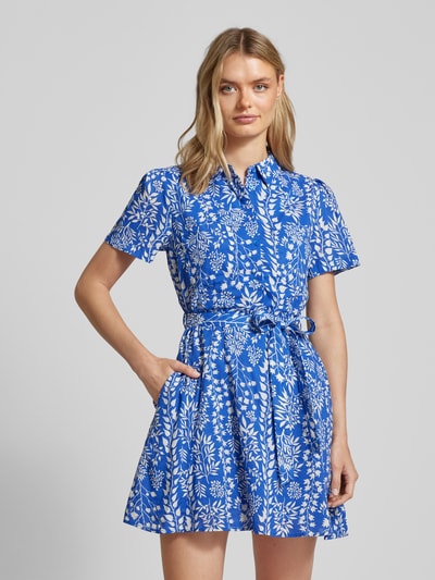 Mango Hemdblusenkleid mit Stoffgürtel Modell 'TROPEZ' Blau 4