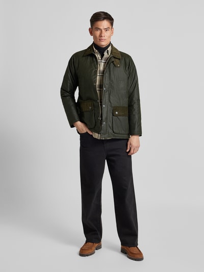 Barbour Jacke mit Label-Stitching Modell 'Cordale Wax' Oliv 1