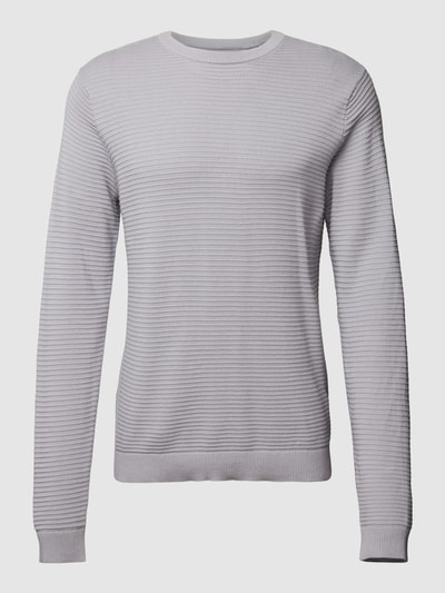 JACK & JONES Strickpullover im fein strukturierten Design Modell 'WILLIAM' Hellgrau 2