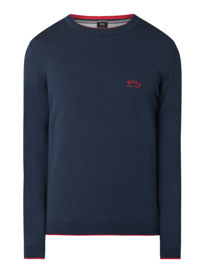 BOSS Green Sweter z bawełny model ‘Riston’ Granatowy 2