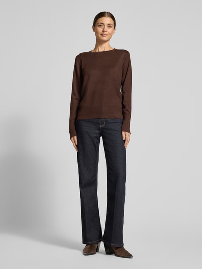 FREE/QUENT Sweter z dzianiny z mieszanka wiskozy model 'KATIE' Ciemnobrązowy 1