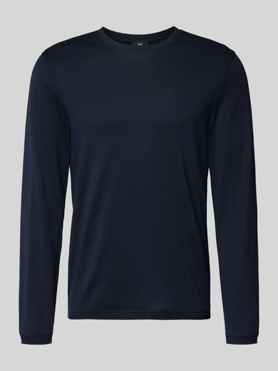 Produktfoto, donkerblauw Shirt met lange mouwen van puur katoen, regular fit, ribboorden, ronde hals, Model 'BADI' van Cinque
