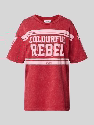 Colourful Rebel T-Shirt mit Label-Print Rot 2
