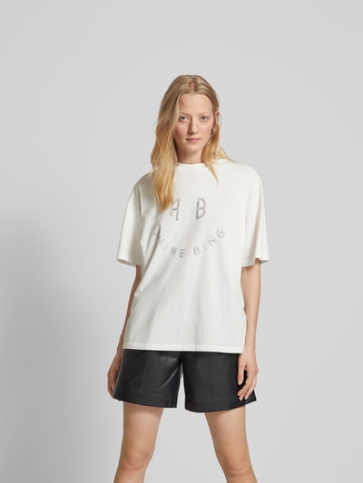 Anine Bing Oversized T-Shirt mit Label-Print Weiss 4