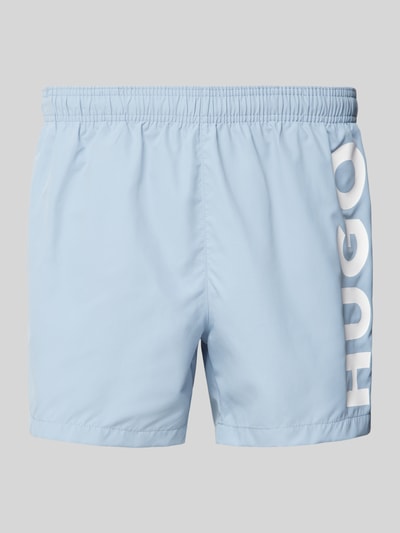 HUGO Relaxed Fit Badeshorts mit Label-Print Modell 'ABAS' Hellblau 1