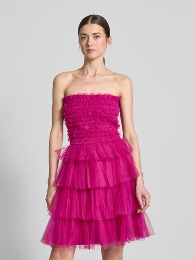 LACE & BEADS Cocktailjurk in laagjeslook Felroze - 4