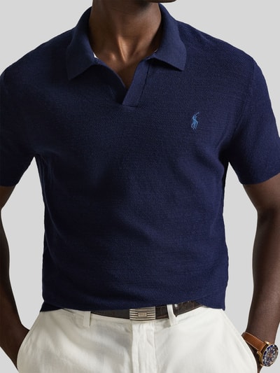 Polo Ralph Lauren Koszulka polo z mieszanki bawełny i lnu, krój regular fit Ciemnoniebieski 3